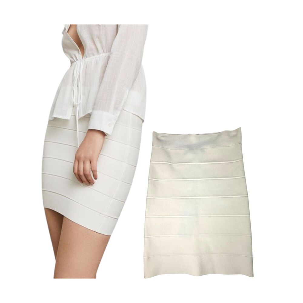 BCBG MaxAzria Simone Power Stretch Skirt Cream Off White Size XS NEW with Tags